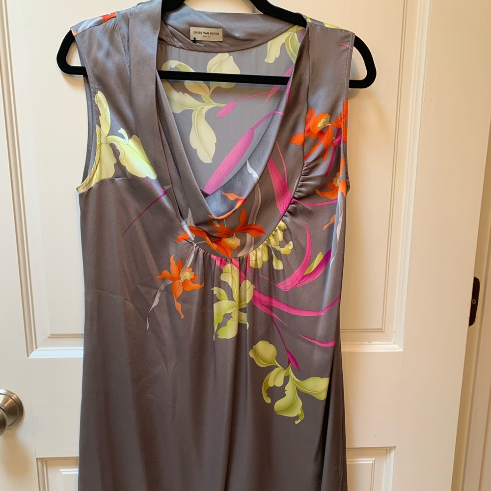 Dries Van Noten Silk Dress.Amazing Neck, Sz 36/6